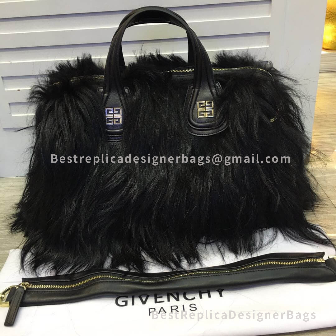Givenchy Large Nightingale Handbag Inblack Calfskin With Lion Hair GHW 29801